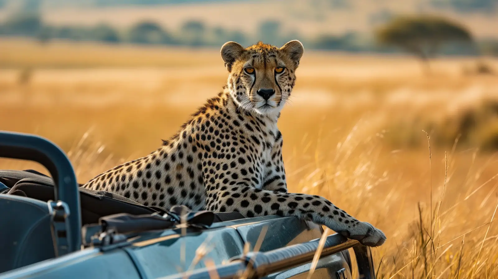 A cheetah resting on high ground scanning the plains