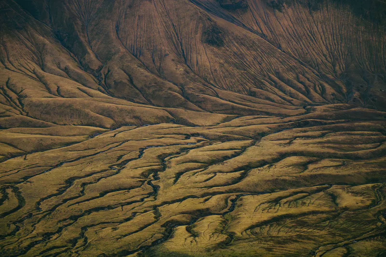 Veduta aerea di canali fluviali e creste