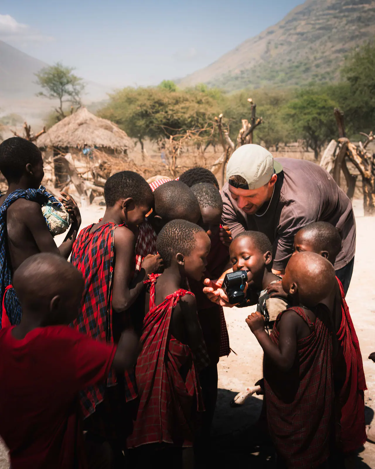 Visitors meeting a Maasai community