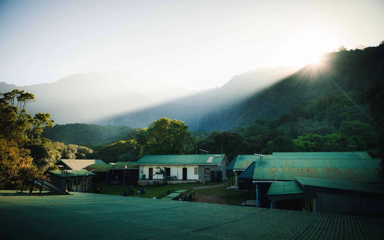 A mountain hut in the mist