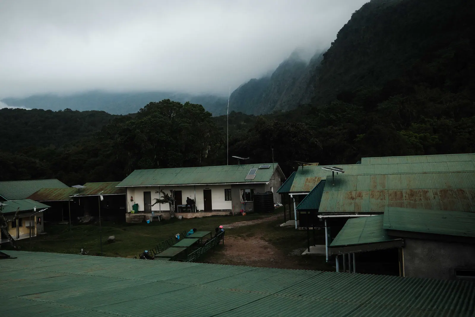 A mountain hut in the mist