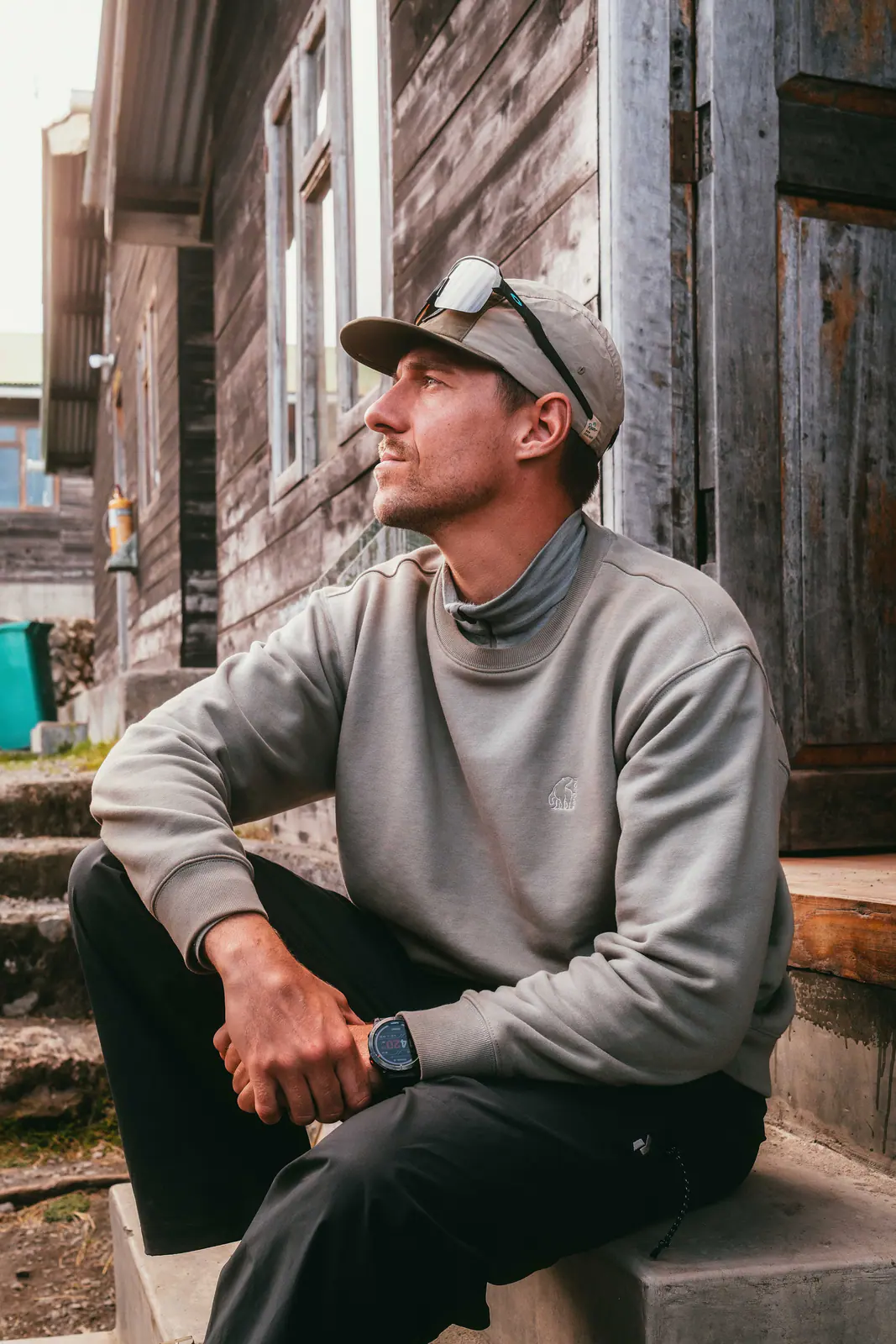 A trekker relaxing after a day on the mountain